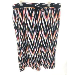 NY Collection Multi Color Printed Drawstring Capri Lounge Pants Stretch XL